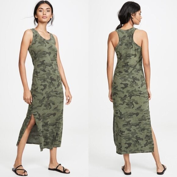 New Sundry Camo Tank Sleeveless Racerback Olive Maxi Dress NWT Size Medium - Picture 1 of 14